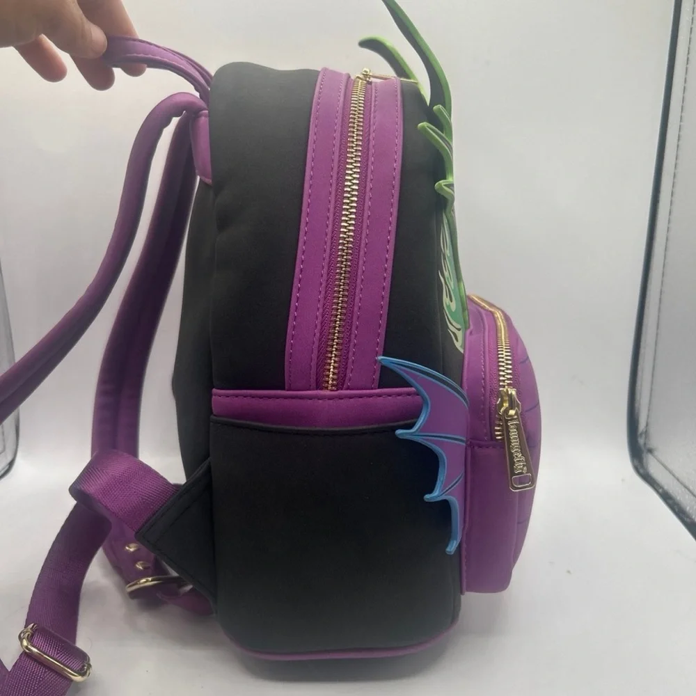 Loungefly Disney Maleficent Dragon Mini Backpack Glow In The Dark Flames - Picture 4 of 9